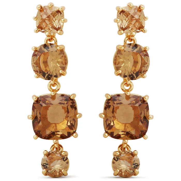 Earrings Les Nereides Les Nereides Golden Brown Diamantine 4 Stones Post Earrings Earrings Les Nereides Les Nereides Golden Brown Diamantine 4 Stones Post Earrings