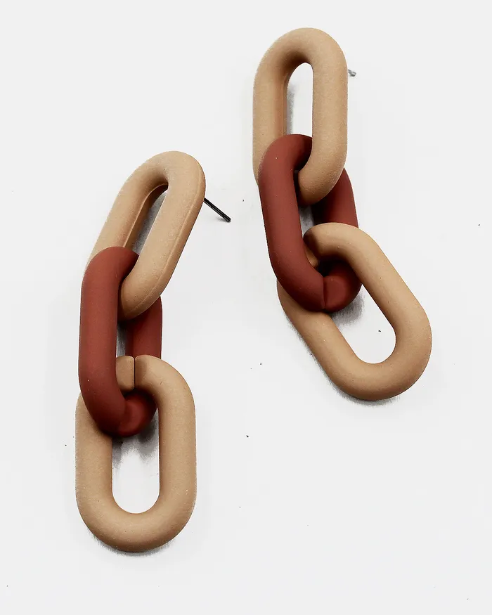 Earrings Matt Resin Chain Link Dangle Earrings 092322 Earrings Matt Resin Chain Link Dangle Earrings 092322