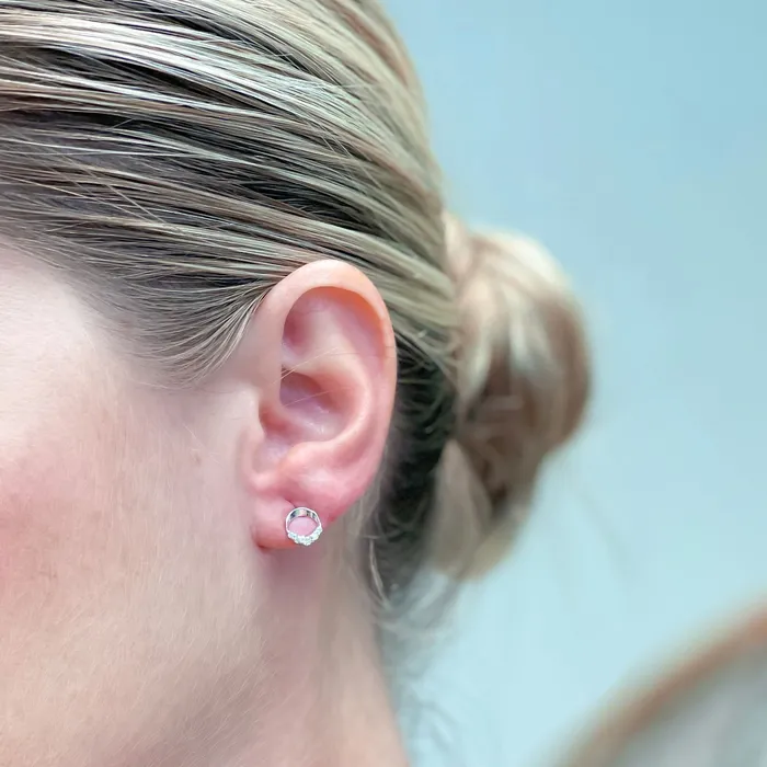 Earrings Prep Obsessed FC Petite Cubic Zirconia Circle Stud Earrings White Gold