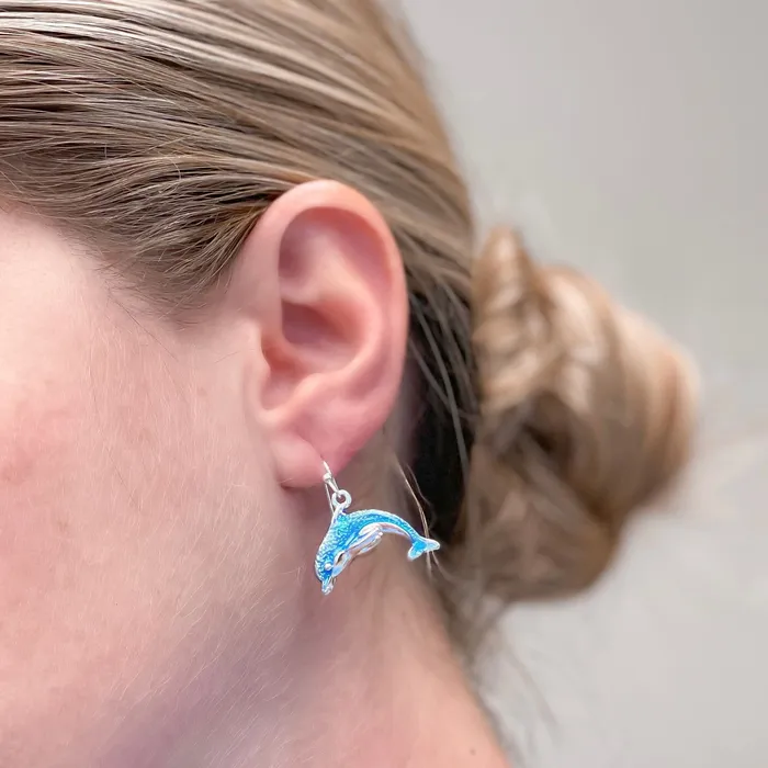 Earrings Prep Obsessed MOA Enamel Dolphin Dangle Earrings
