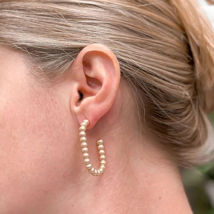 Earrings Prep Obsessed TJ Matte Ball Oval Hoop Earrings Gold