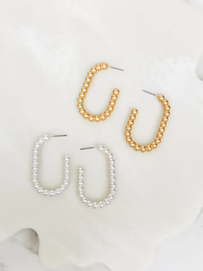 Earrings Prep Obsessed TJ Matte Ball Oval Hoop Earrings Gold