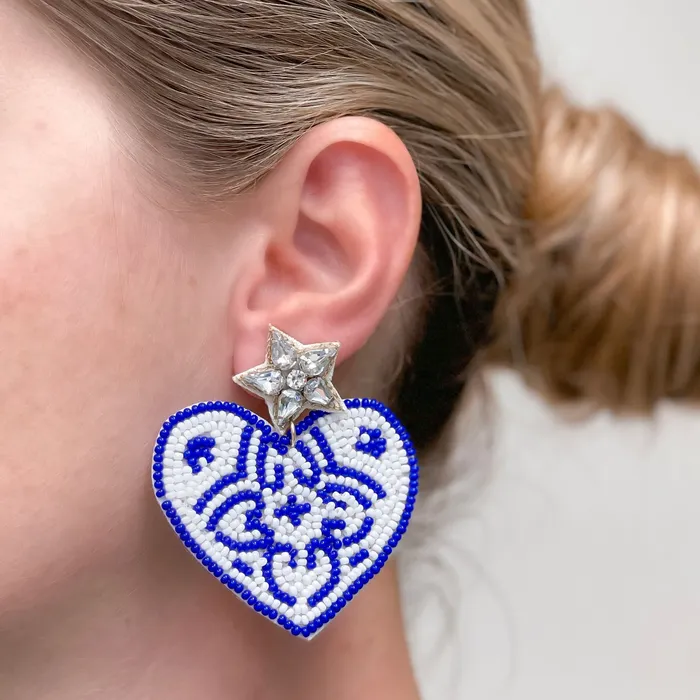 Earrings Prep Obsessed TL Chinoiserie Heart Beaded Dangle Earrings
