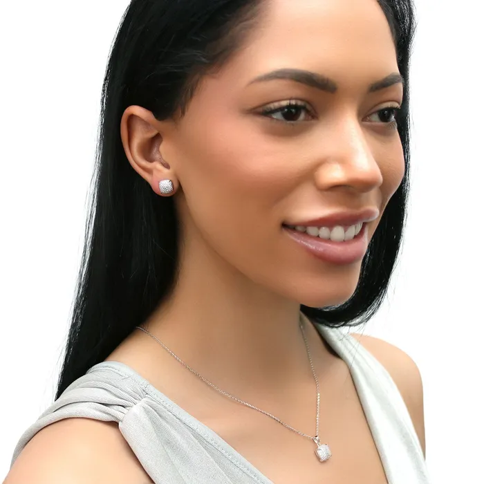 Earrings Square CZ Stud Earrings in Sterling Silver BERRICLE
