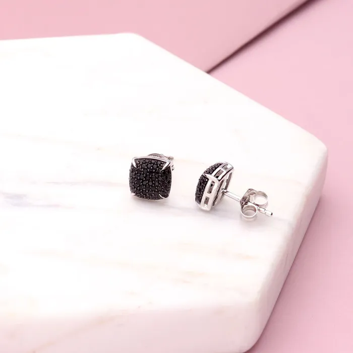 Earrings Square CZ Stud Earrings in Sterling Silver BERRICLE