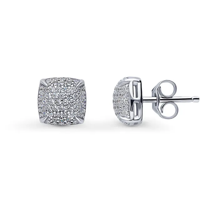 Earrings Square CZ Stud Earrings in Sterling Silver BERRICLE