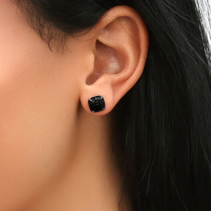 Earrings Square CZ Stud Earrings in Sterling Silver BERRICLE