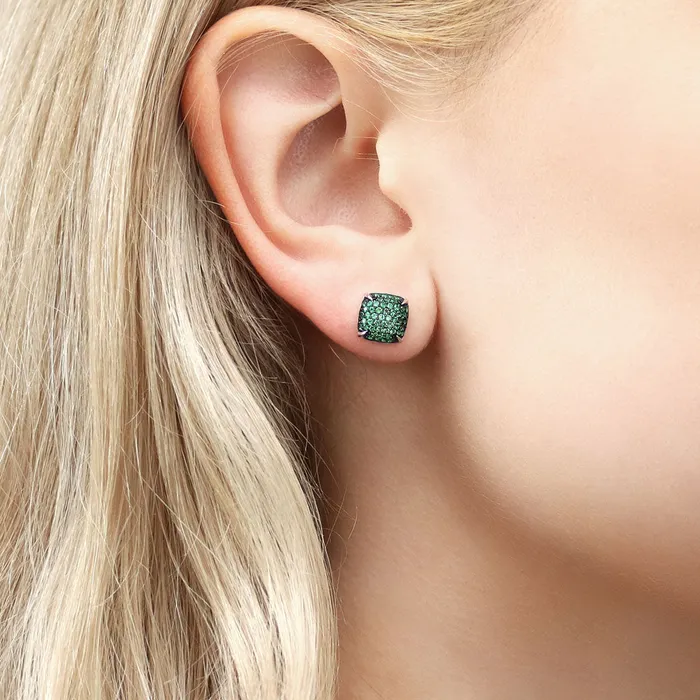 Earrings Square CZ Stud Earrings in Sterling Silver BERRICLE