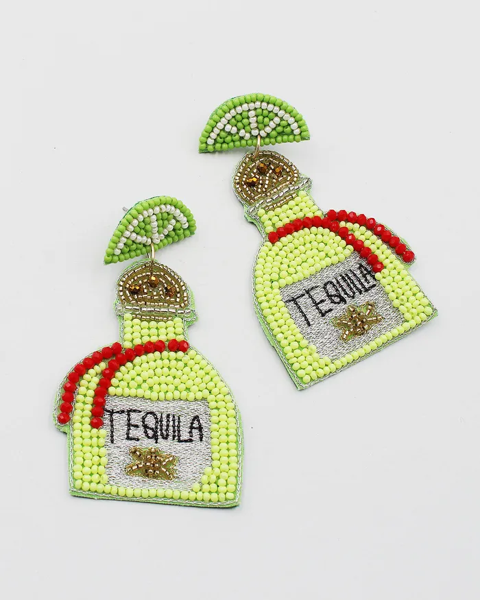 Earrings TEQUILA Bottle Beaded Earrings UPDATED102024 Earrings TEQUILA Bottle Beaded Earrings UPDATED102024