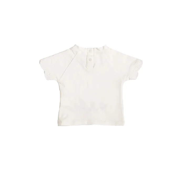 Ein Ghein Kids Ein Ghein Kids Baby Girls Top White with Navy Colored Embroidery with Necklace Necklaces