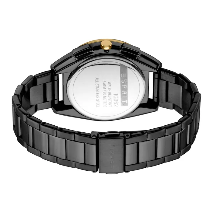 Esprit Mens Black PVD Stainless Steel Watch Golden Bezel Black Dial Bracelet Esprit Bracelets Esprit Mens Black PVD Stainless Steel Watch Golden Bezel Black Dial Bracelet Esprit Bracelets