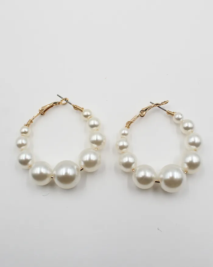 FEB2025 Earrings Pearl Hoop Earrings