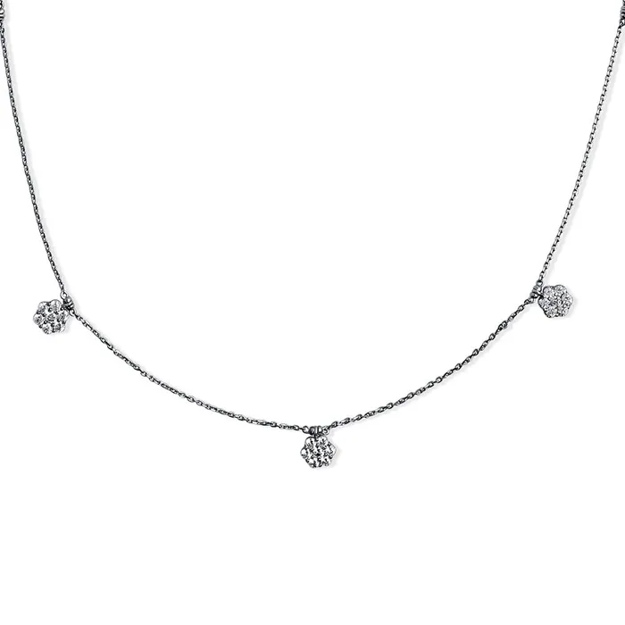 Flower CZ Station Necklace in Sterling Silver BERRICLE Necklaces