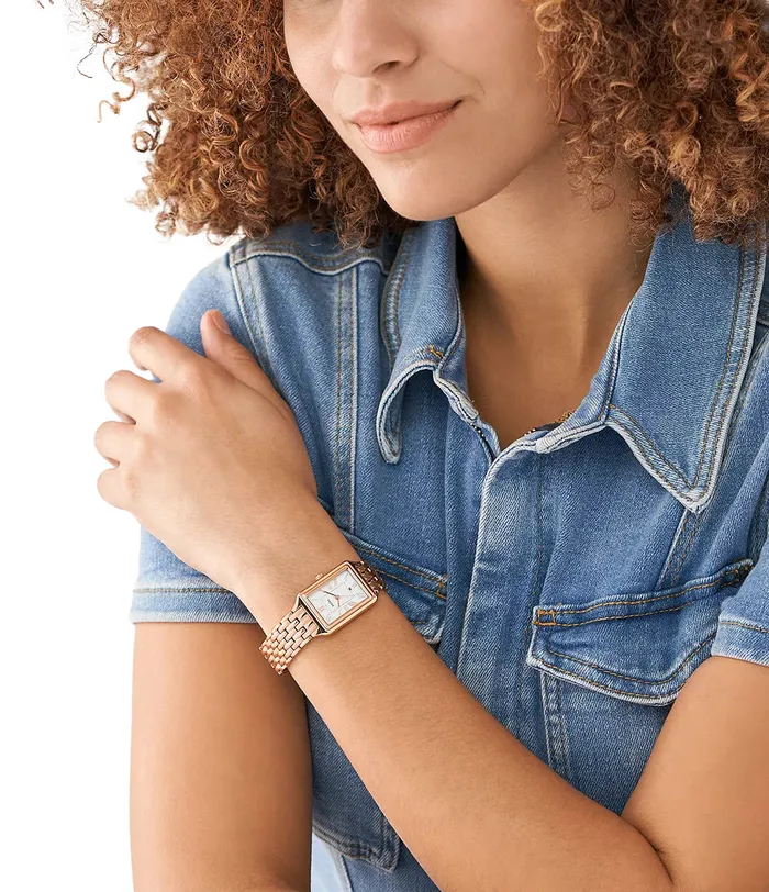 Fossil Earrings Fossil Raquel ThreeHand Date Rose GoldTone Stainless Steel Watch
