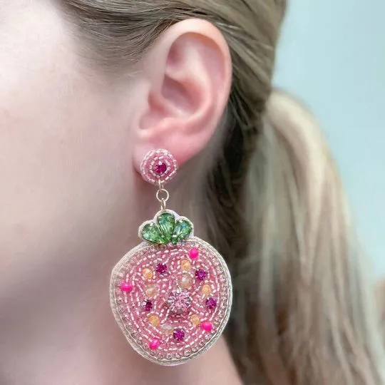 Glitzy Jewel Strawberry Beaded Dangle Earrings Prep Obsessed TI Earrings