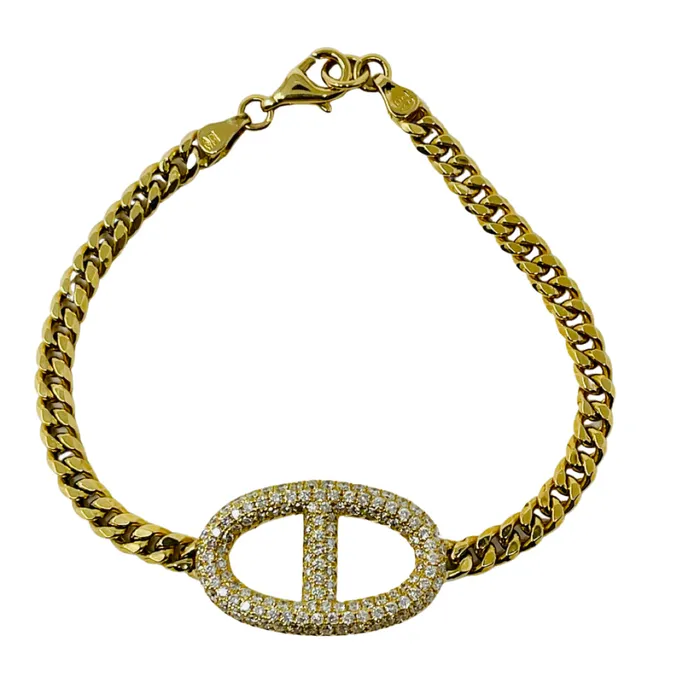Jewelry Bracelets 18K Yellow Gold 144ct Diamond Mariner Link Bracelet