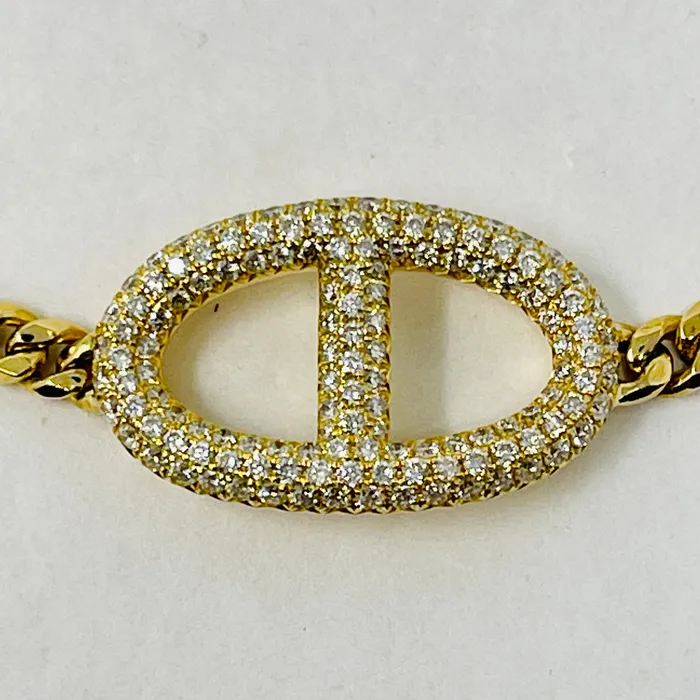 Jewelry Bracelets 18K Yellow Gold 144ct Diamond Mariner Link Bracelet