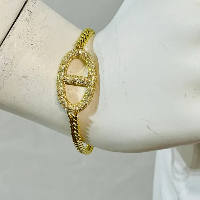 Jewelry Bracelets 18K Yellow Gold 144ct Diamond Mariner Link Bracelet