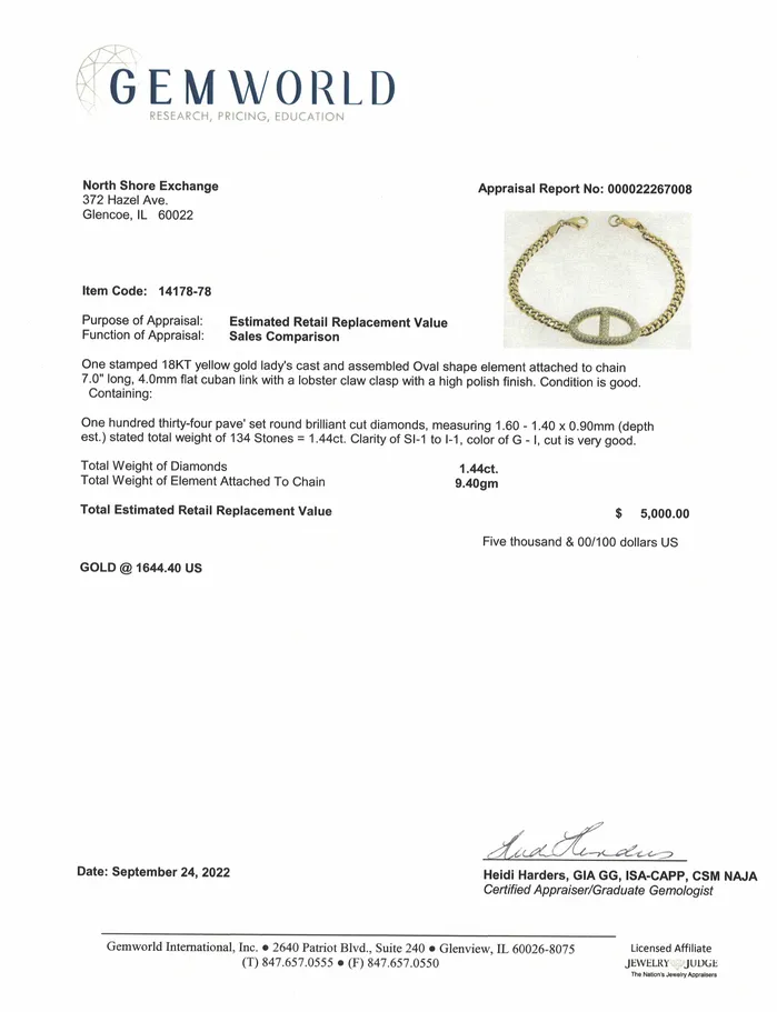 Jewelry Bracelets 18K Yellow Gold 144ct Diamond Mariner Link Bracelet