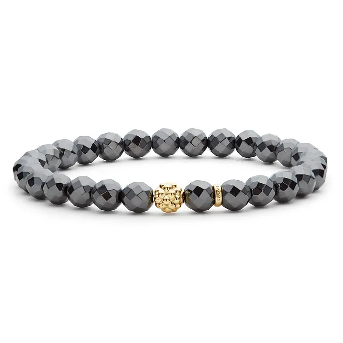 Lagos Bracelets Caviar Icon Hematite Gold Station Bead Bracelet