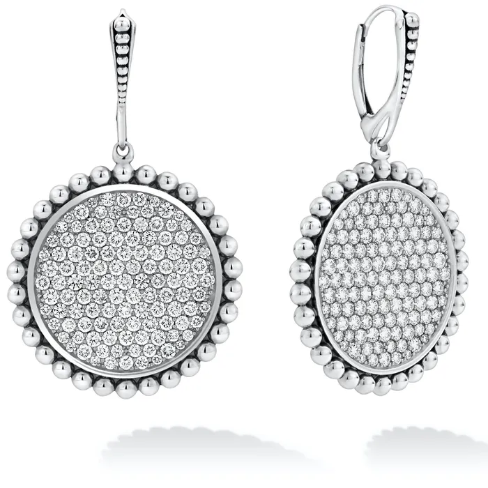 Lagos Caviar Spark Large Caviar Circle Diamond Drop Earrings Earrings