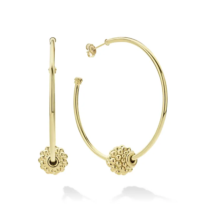 Lagos Earrings Caviar Gold Medium 18K Gold Caviar Ball Hoop Earrings