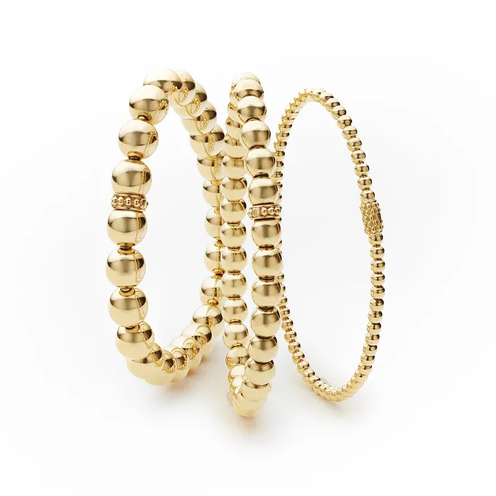 LAGOS PreStyled Sets Caviar Gold 18K Gold Stretch Bead Bracelet Trio