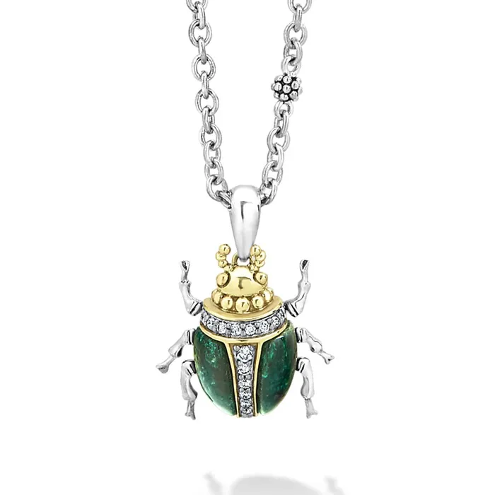 Lagos Rare Wonders Jade Beetle Diamond Pendant Necklace Necklaces