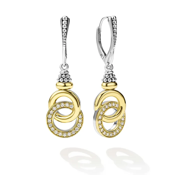 LAGOS Signature Caviar TwoTone Interlocking Diamond Drop Earrings Earrings LAGOS Signature Caviar TwoTone Interlocking Diamond Drop Earrings Earrings