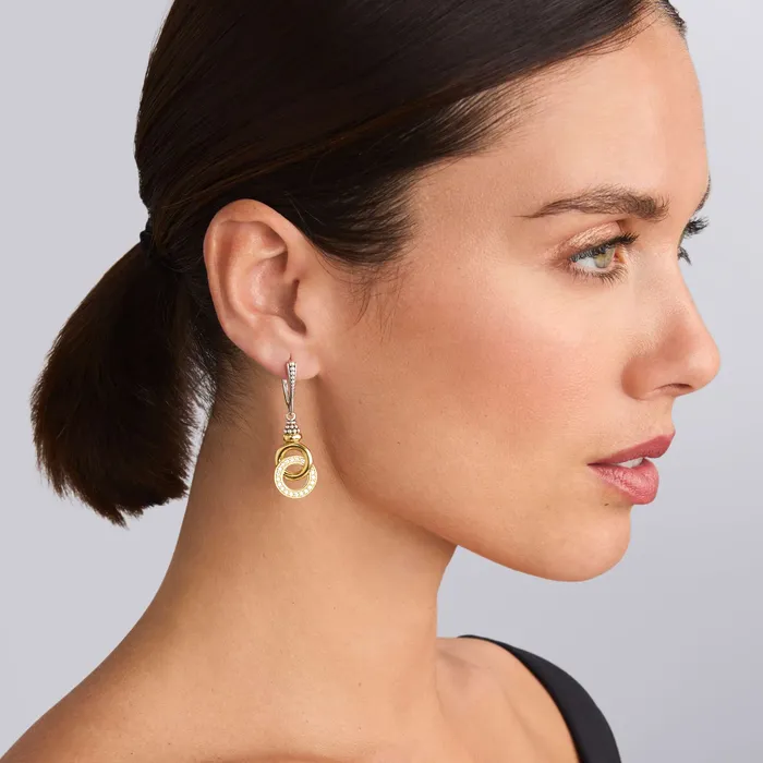 LAGOS Signature Caviar TwoTone Interlocking Diamond Drop Earrings Earrings LAGOS Signature Caviar TwoTone Interlocking Diamond Drop Earrings Earrings
