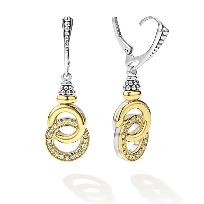LAGOS Signature Caviar TwoTone Interlocking Diamond Drop Earrings Earrings LAGOS Signature Caviar TwoTone Interlocking Diamond Drop Earrings Earrings