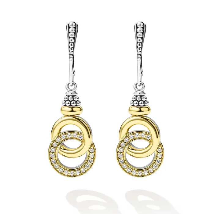 LAGOS Signature Caviar TwoTone Interlocking Diamond Drop Earrings Earrings LAGOS Signature Caviar TwoTone Interlocking Diamond Drop Earrings Earrings