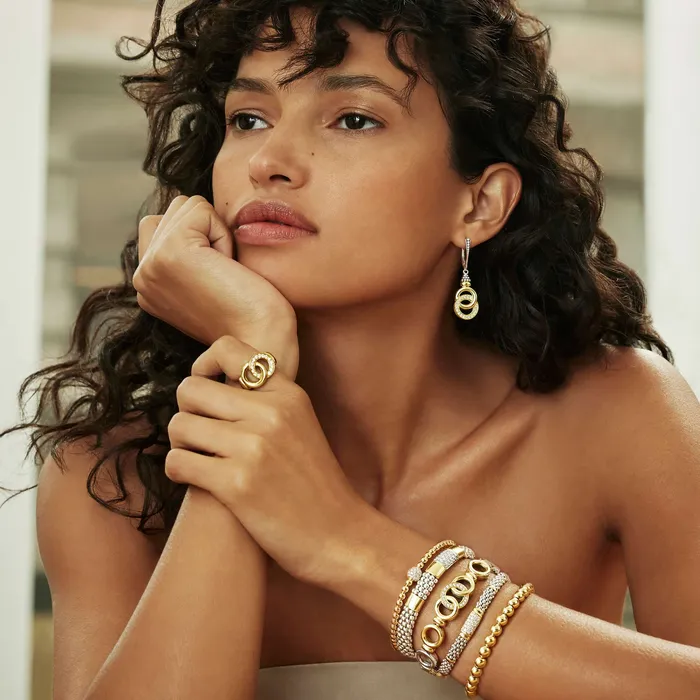 LAGOS Signature Caviar TwoTone Interlocking Diamond Drop Earrings Earrings LAGOS Signature Caviar TwoTone Interlocking Diamond Drop Earrings Earrings