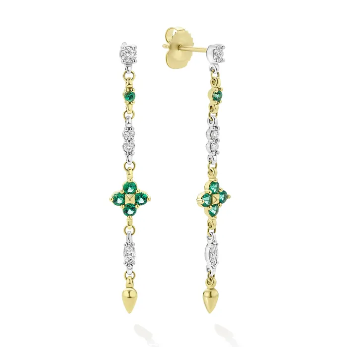 LAGOS Studio 18K Gold Emerald Floral Denter Drop Earring Earrings
