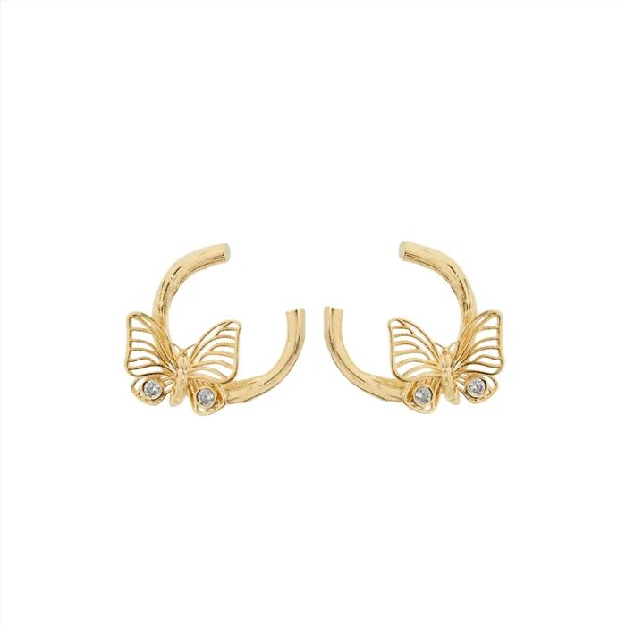 Les Nereides Earrings Les Nereides Golden butterfly and crsytal post Earrings