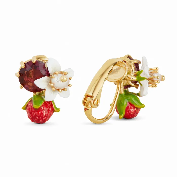 Les Nereides Earrings Les Nereides Raspberry And Flower ClipOn Earrings Les Nereides Earrings Les Nereides Raspberry And Flower ClipOn Earrings