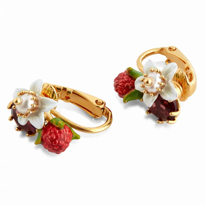 Les Nereides Earrings Les Nereides Raspberry And Flower ClipOn Earrings Les Nereides Earrings Les Nereides Raspberry And Flower ClipOn Earrings