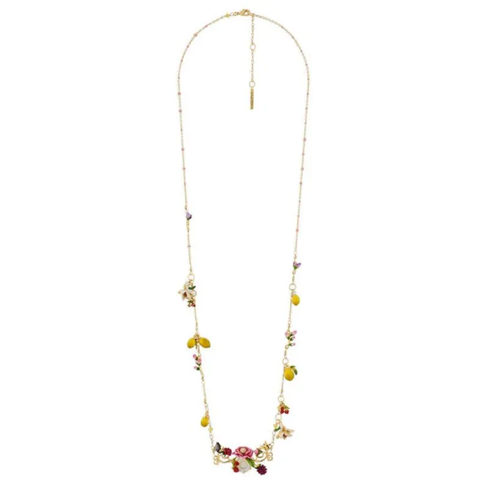 Les Nereides Long Necklace Sith Pink Flower On Carved Crystal And Dropping Lemons And Little Flowers Les Nereides Necklaces Les Nereides Long Necklace Sith Pink Flower On Carved Crystal And Dropping Lemons And Little Flowers Les Nereides Necklaces