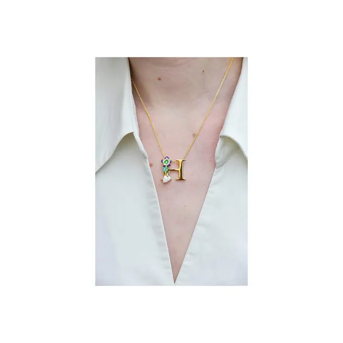 Les Nereides Necklaces Les Nereides Blossoming Alphabet Necklace Letter H Les Nereides Necklaces Les Nereides Blossoming Alphabet Necklace Letter H