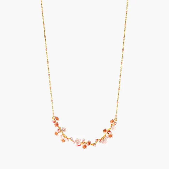 Les Nereides Necklaces Les Nereides Pink Japanese Cherry Blossom And Golden Branch Statement Necklace Les Nereides Necklaces Les Nereides Pink Japanese Cherry Blossom And Golden Branch Statement Necklace
