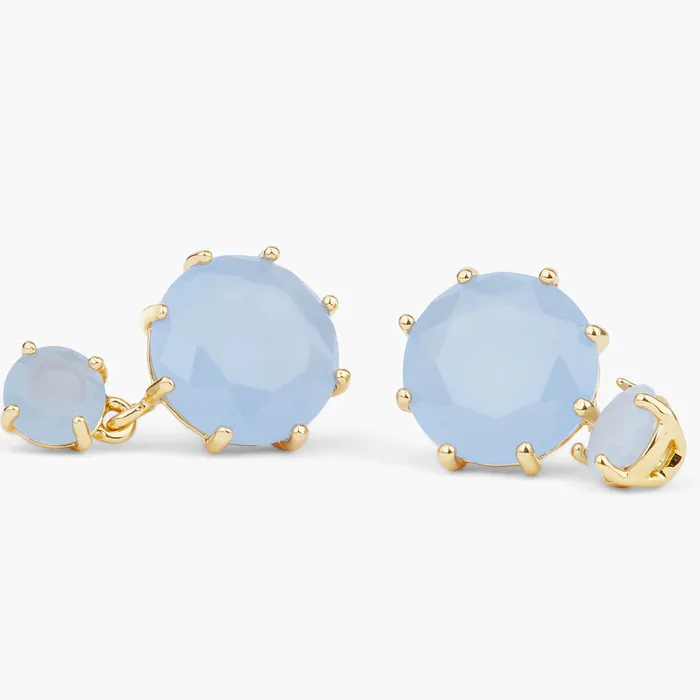 Les Nereides Sky Blue Diamantine 2 Round Stone Post Earrings Les Nereides Earrings Les Nereides Sky Blue Diamantine 2 Round Stone Post Earrings Les Nereides Earrings