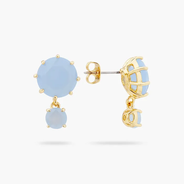 Les Nereides Sky Blue Diamantine 2 Round Stone Post Earrings Les Nereides Earrings Les Nereides Sky Blue Diamantine 2 Round Stone Post Earrings Les Nereides Earrings