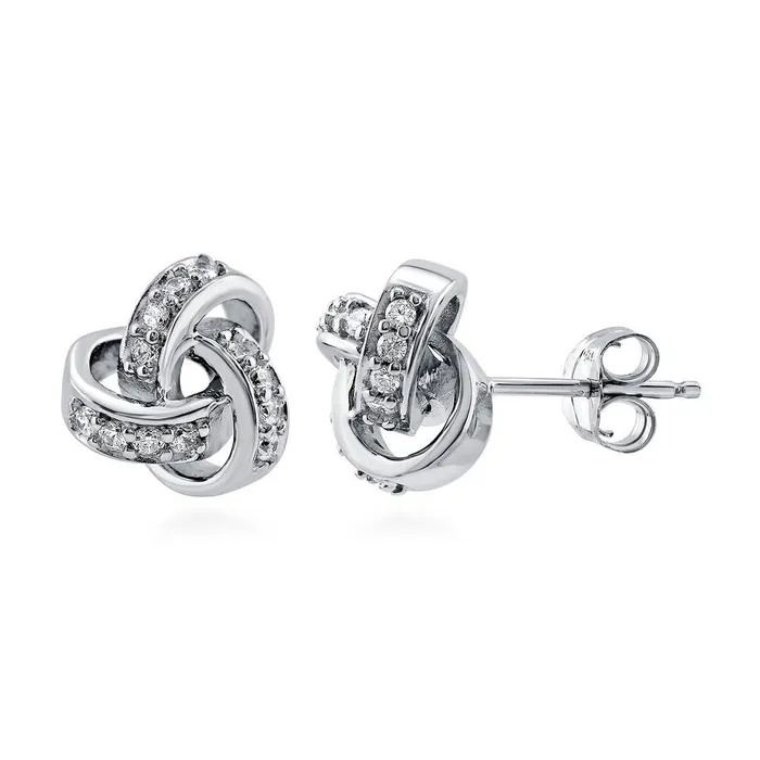 Love Knot CZ Stud Earrings in Sterling Silver BERRICLE Earrings