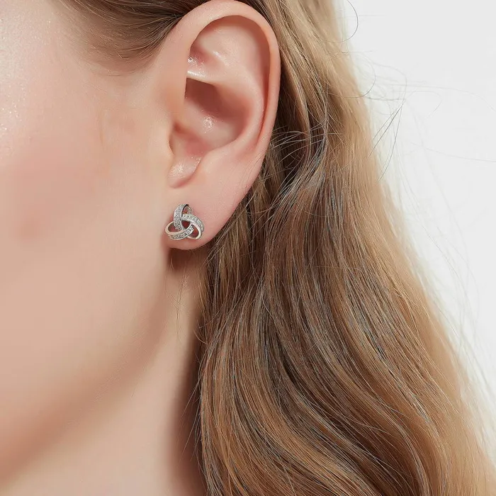 Love Knot CZ Stud Earrings in Sterling Silver BERRICLE Earrings