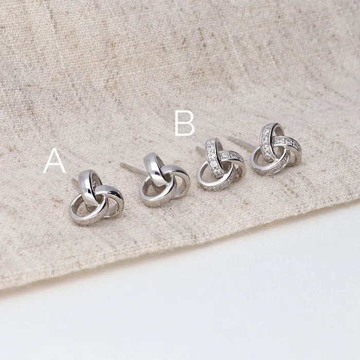 Love Knot CZ Stud Earrings in Sterling Silver BERRICLE Earrings