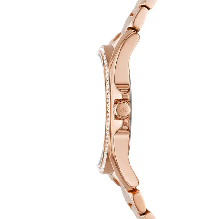 Michael Kors Kacie Ladies ThreeHand Rose GoldTone Stainless Steel Watch Michael Kors Earrings