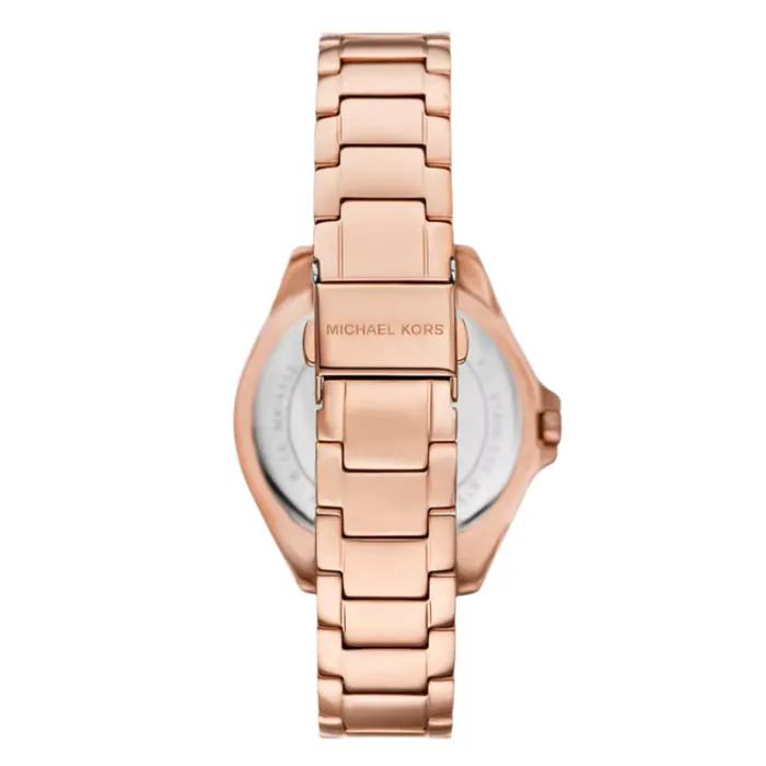 Michael Kors Kacie Ladies ThreeHand Rose GoldTone Stainless Steel Watch Michael Kors Earrings