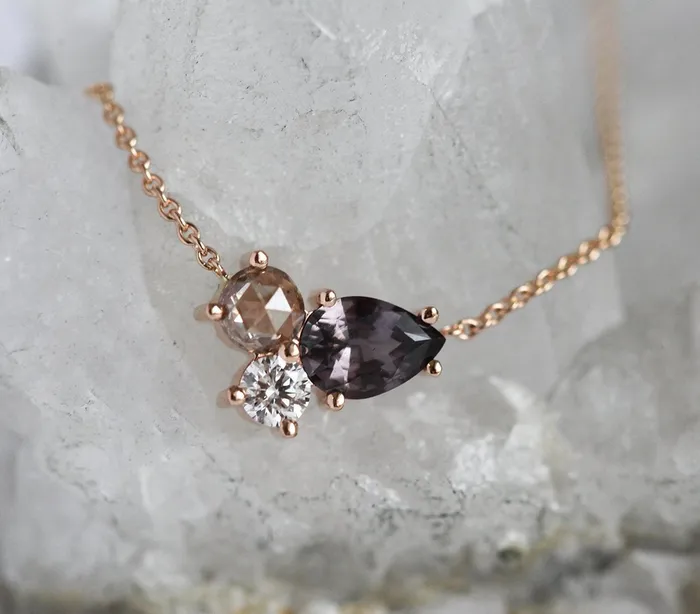 Murphy Diamond and Sapphire Cluster Necklace Capucinne Necklaces