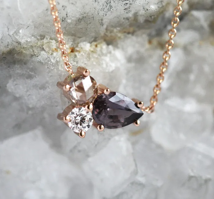 Murphy Diamond and Sapphire Cluster Necklace Capucinne Necklaces