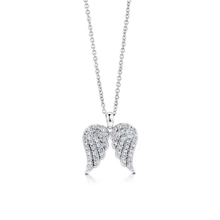 Necklaces BERRICLE Angel Wings CZ Necklace in Sterling Silver